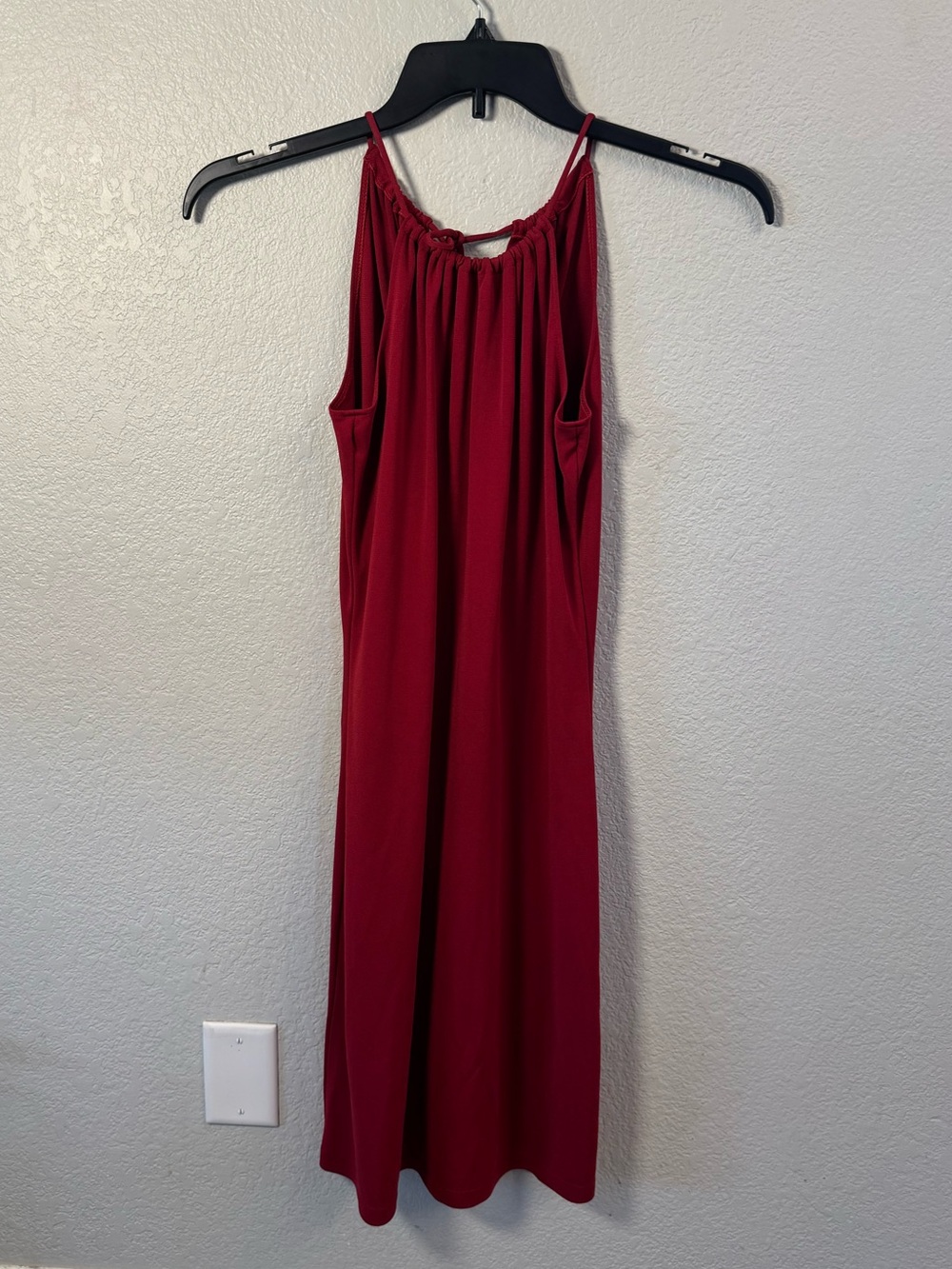 Ann Taylor Petite Red Halter Mock Neck Pleated Shift Dress 4P
